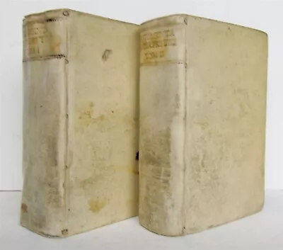 1725 GREEK BIBLE 2 VOLUMES OLD TESTAMENT Antique VELLUM BINDING • $928