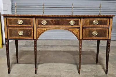 Councill Craftsman Mahogany Federal Style Inlaid Sideboard W Brass Gallery Rail • $2199