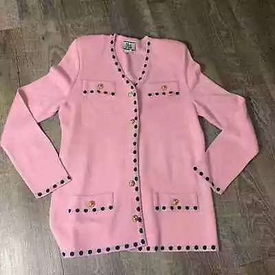 Mita Cardigan Sweater Womens Size 10 Pink Button Front Pockets Shoulder Pads*  • $15