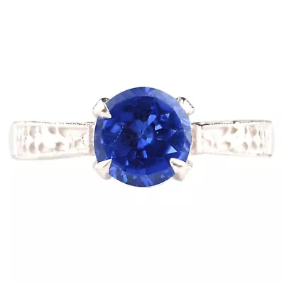 1.50Ct Round Cut AA Grade Natural Blue Tanzanite Ring In Solid 14KT White Gold • $240