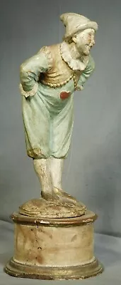 Antique Carved Gilt Wood Polychrome Statue Pulcinella 19th C. Italian Sculpture • $595