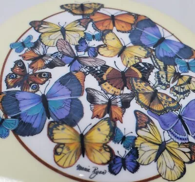 Vintage Butterfly Coaster Set Melamine With Storage Box 6 Coasters Blue Yellow • $21.25