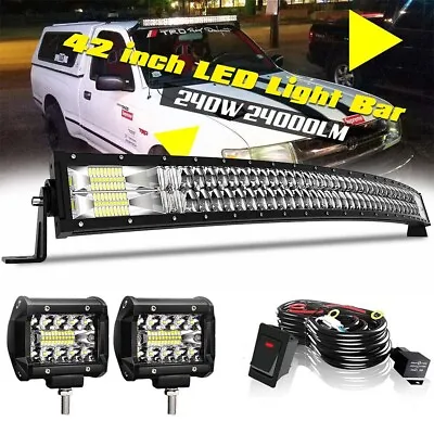 For Toyota Tacoma 05-22 Front Roof 42in LED Light Bar Combo +2x4'' Work Cube 43 • $75.90