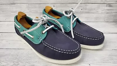 Yachtsman Ladies Leather Laced Deck Shoes – Indigo/JadeSize 5. PWM • £16