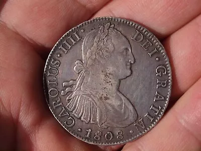1808-Mo TH Mexico Silver Eight 8 Reales Carolus III Large Silver Coin • $125