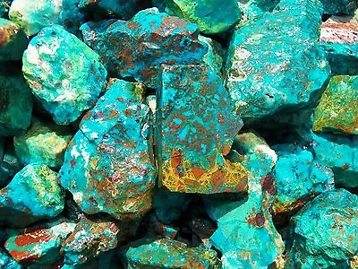 $18.01 • Buy 1000 Carat Lots Of  Chrysocolla & Turquoise Rough - Plus A FREE Faceted Gemstone