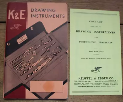 K+E CATALOG Keuffel & Esser 1937 Drawing Instruments W/ Price List • $8