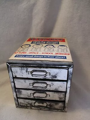 Vintage Stow Away Industrial Small Metal 4 Drawer Parts Storage Cabinet USA • $65