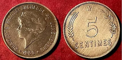 Luxemburg 1930 5 Centimes - Charlotte KM-40 Bronze XF #18  - US Seller • $3.99