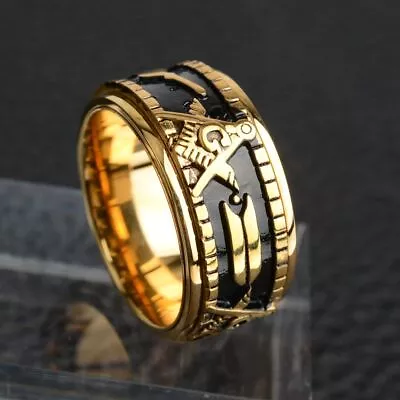 Signet Freemason Rings - Stainless Steel Masonic Men Ring Vintage Punk Jewelry • $19.32