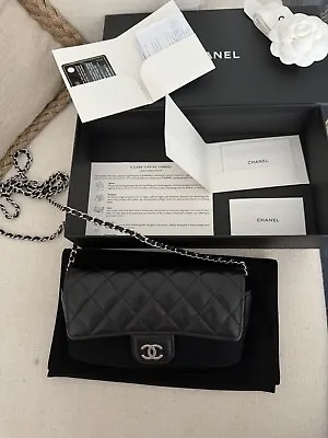 CHANEL Grained Shiny Calfskin LEATHER GLASSES CASE BAG & CLASSIC CHAIN RRP$2820 • $2400