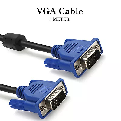 £3.29 • Buy VGA Cable 3m Long Computer Monitor High Resolution Connection Video Cable