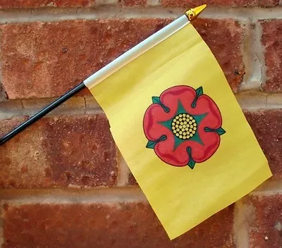 LANCASHIRE HAND WAVING FLAG Small 6  X 4  With Black Pole Blackburn Lancaster • £3.85