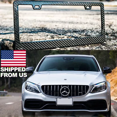 Sporty Carbon Fiber Pattern License Plate Holder Tag Frame For Mercedes C63 Etc • $15.99