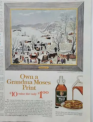 1961  Vermont Maid Pancake Syrup Grandma Moses Framed Print Vintage Ad • $9.99