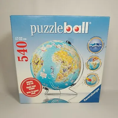 Ravensburger 3D Globe Puzzle PUZZLEBALL Plastic 540 Pieces W/ Stand 9  111336 • $22.50