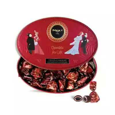 MAXIM'S De PARIS Oval Red Tin Of Chocolates With Coffee Hearts 6.2 Oz Imported • $34