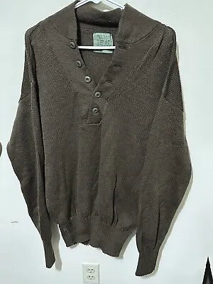 100% Wool 5 Button Down Military Issued Men’s XL Pullover Sweater Olive Green • $30