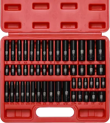  Socket Set Impact 50PCS 1/4 Inch Drive MasterMetric/SaeDeep/Shallow6 PointC • $42.14