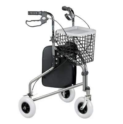 £79.95 • Buy Three Wheeled Rollator Walker Tri Walker Mobility Walking Aid With Basket Silver