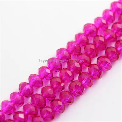 $1.59 • Buy Rose Color 2mm 4mm 6mm 8mm Rondelle Austria Faceted Crystal Glass Beads