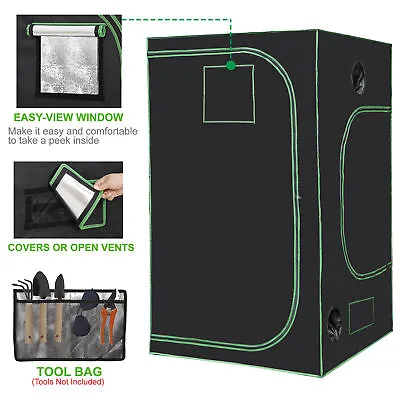 4x4 Grow Tent Hydroponic Grow Tent Kit W/Observation Window Floor Tray 48x48x80  • $83.58