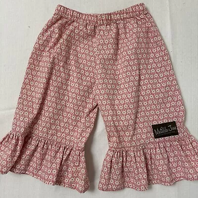 Matilda Jane Cropped Pants Ruffle Girls 4 Floral Pink • $12.75