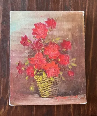 Vintage Robert Cox Original 8x10” Oil Painting On Canvas Roses; Unframed • $29.99