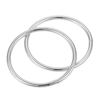 50mm Metal O Rings Non-Welded For Straps Bags Belts DIY Silver Tone 2pcs • $6.53