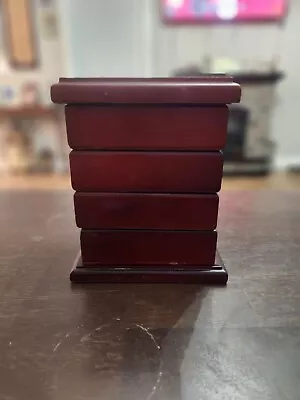 Flex Zorb Dark Wooden 4 Tier Self Standing Wood Lined Jewelry Box  • $10