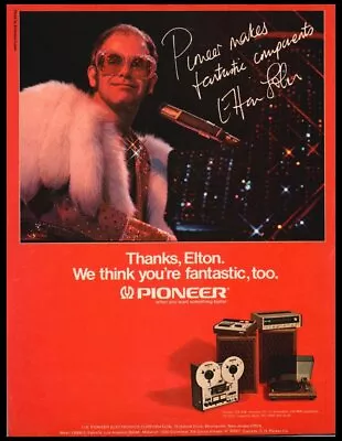 1975 Elton John For Pioneer Stereo Print Ad/mini-poster-photo VTG Music Décor1 • $11.95