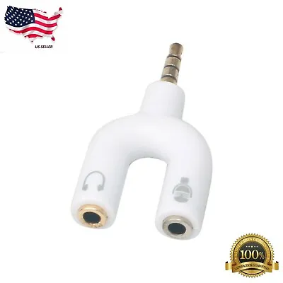 3.5mm Stereo Splitter Audio To Mic & Headset Jack Plug Adapter For IPhone Phone • $2.99