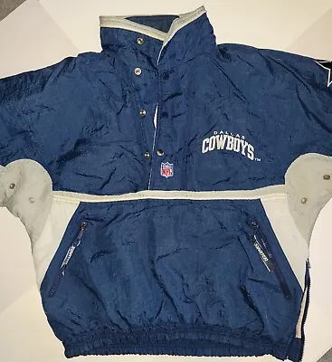 Vintage Starter DALLAS COWBOYS Football NFL Half Zip Pullover Jacket Coat L • $44.99