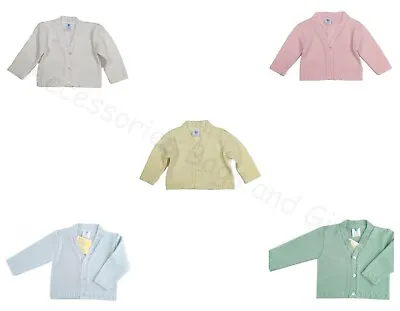 New Baby Knitted Cardigan Boy Girl White Pink Blue Cable 0-3 3-6 6-9 Mths Bee Bo • £8.95