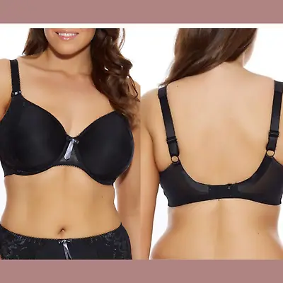 NWT $78 Elomi [ 36J US ] Amelia Full Figure Molded Underwire Bra In Black #6069 • $41.99