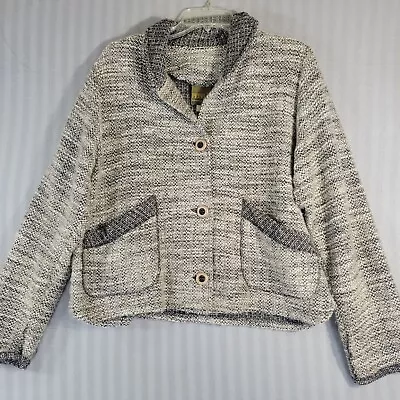 Maralyce Ferree Sweater Cardigan Size Medium Gray Hand Stitched Pockets Buttoned • $21.99