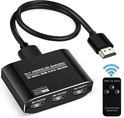 HDMI 2.0b Switch 3 In 1 Out 【with High Speed 3.9 FT HDMI Cable】 3x1 HDMI Select • $35.99