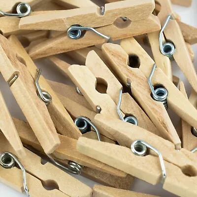 Mini Wooden Spring Clip Pegs Craft Paper Note Card Photo Hanging Set Pack X 30 • £3.25