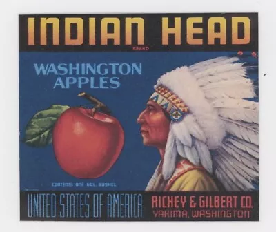 INDIAN HEAD FRUIT CRATE LABEL Flexible Fridge Magnet - Yakima WA... • $3.50