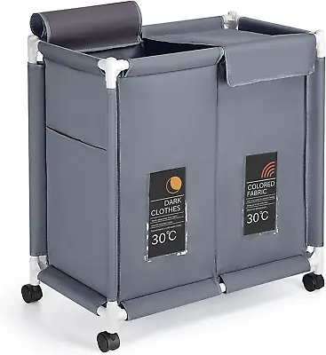 2-Tier Laundry Hamper 110L Large Oxford Clothes Basket Sorter With Rolling  • $63.99