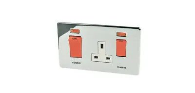 £19.99 • Buy Crabtree Platinum 45A Cooker Control & 13A Switched Socket Polished Chrome Neon 