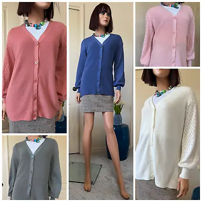 Belle By Kim Gravel Pointelle V-Neck Cardigan Sweater All Sizes *NEW No Tag* • $19.99