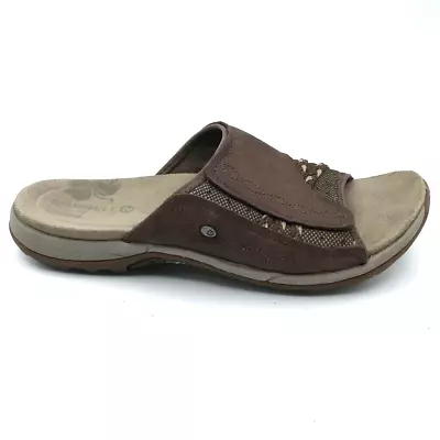 Merrell Womens Lilyfern Bracken Slides Sandals Brown Leather Cushioned 7 EUR 38 • $27.99