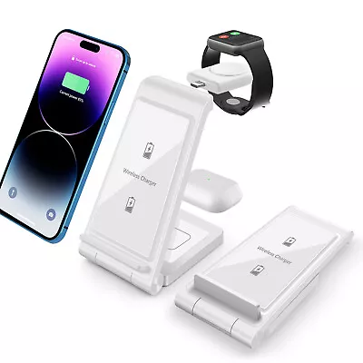 3in1 Wireless Charger Charging Station For Apple Watch Ultra2/S9 IPhone 14 15 13 • £15.98