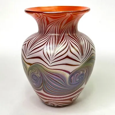 1976 Vandermark Iridescent Art Glass Vase Signed Numbered Vintage • $132.10