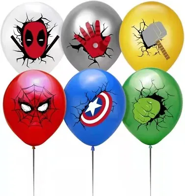 X12 Superhero Marvel Balloons Hulk Thor Gaming Latex Balloons Party Girls Boys • £3.49