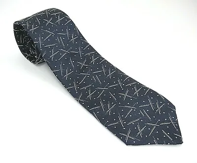 Dunhill London Navy Blue Silk Tie White Lines And Dots Made In England • $19.99