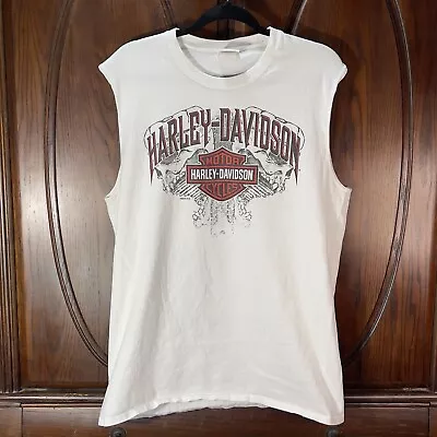 Harley Davidson Mens Shirt Size L White Tank Top Orlando Florida USA 2015 • $17.99