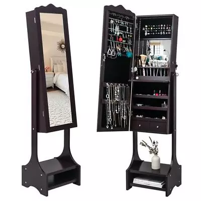 Adjustable Floor Standing Mirror Cabinet 3 Shelf2 Drawer17 Brush Holder95 LED • $122.89