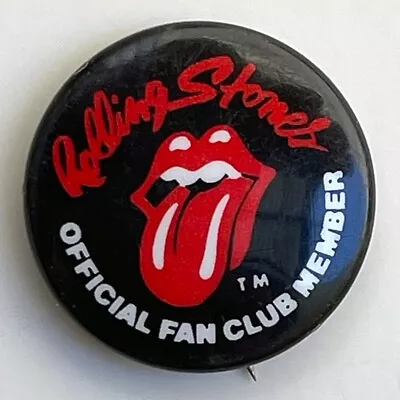 RARE Vintage 1980s ROLLING STONES Button Official Fan Club Member Pin 7/8  Badge • $13.95